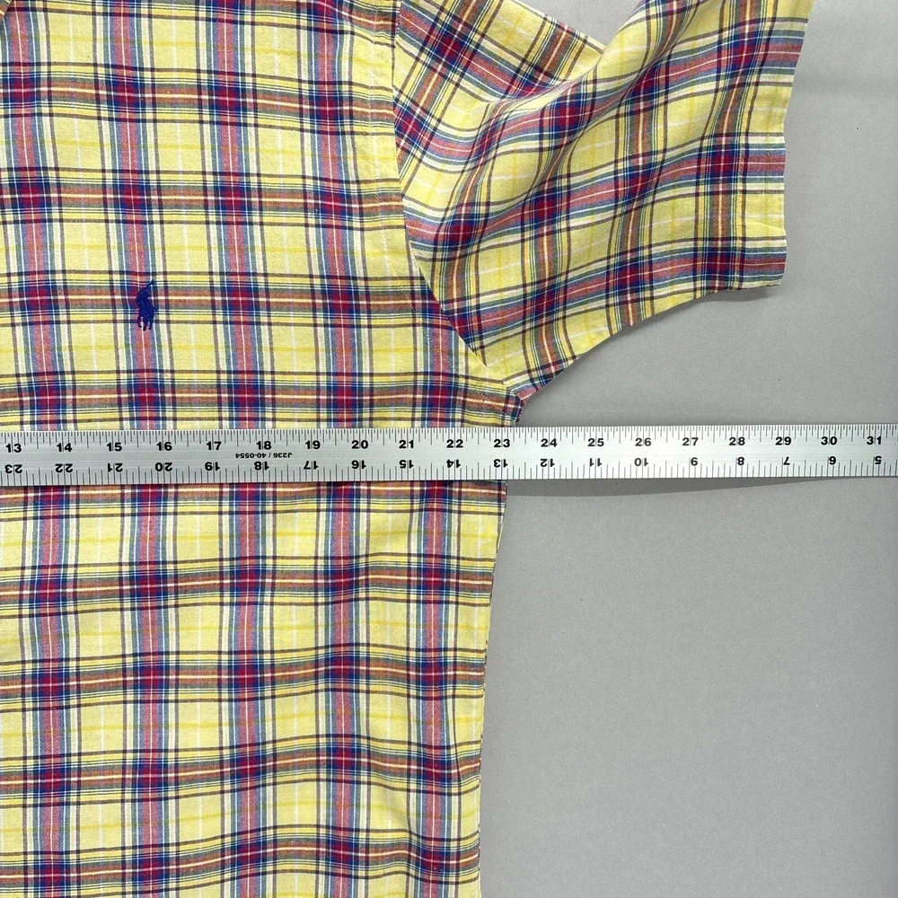 Polo Ralph Lauren Shirt Mens Medium Yellow Red Plaid Button Down‎ Tartan Blake
